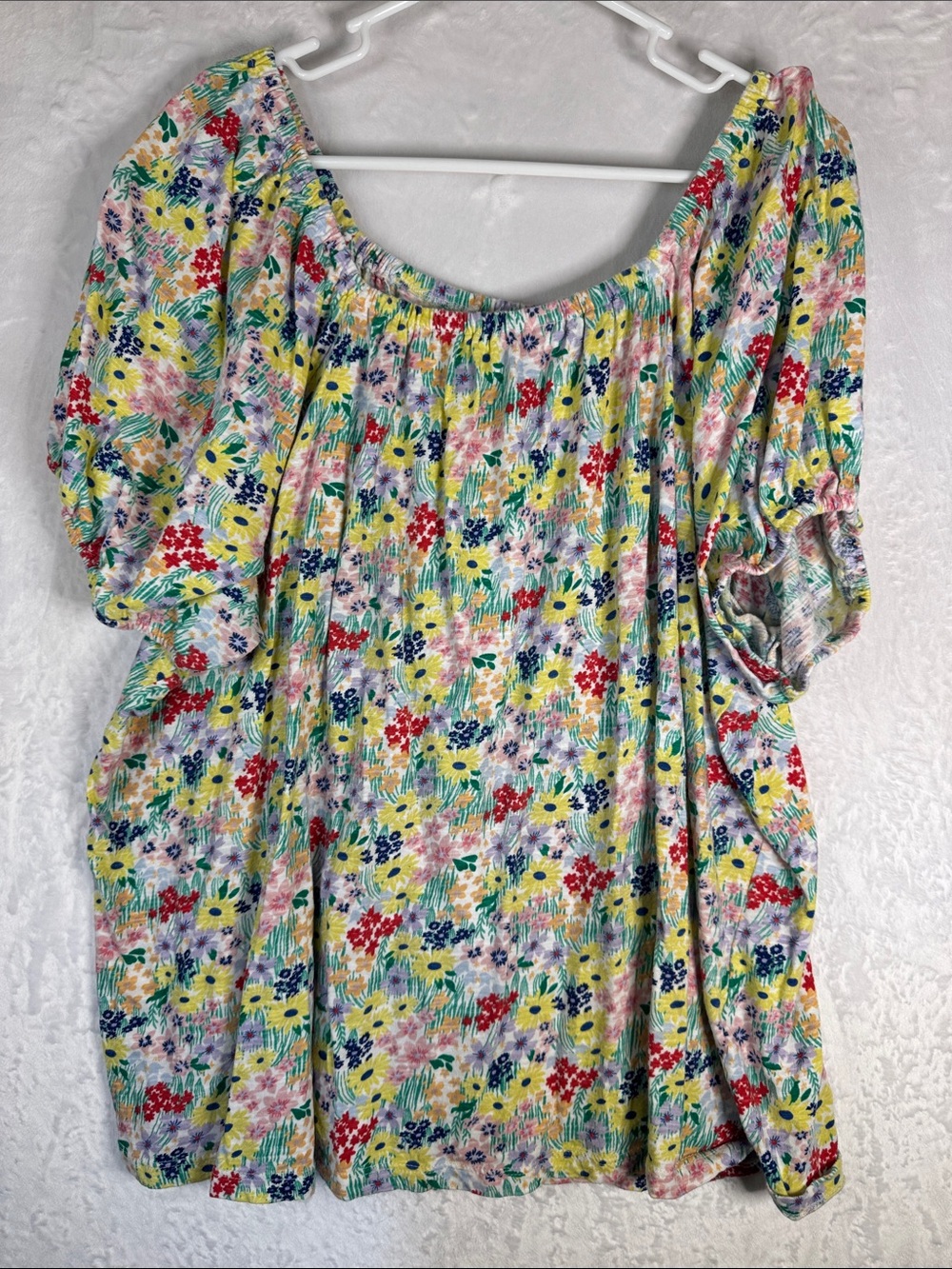 Style & Co Floral Puff-Sleeve Off-Shoulder Top 3x